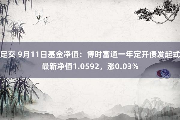 足交 9月11日基金净值：博时富通一年定开债发起式最新净值1.0592，涨0.03%