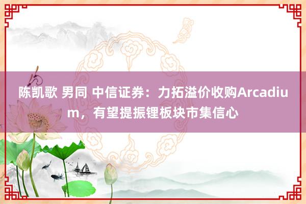 陈凯歌 男同 中信证券：力拓溢价收购Arcadium，有望提振锂板块市集信心