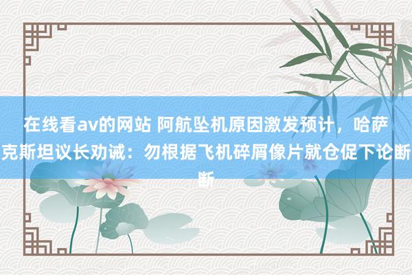 在线看av的网站 阿航坠机原因激发预计，哈萨克斯坦议长劝诫：勿根据飞机碎屑像片就仓促下论断